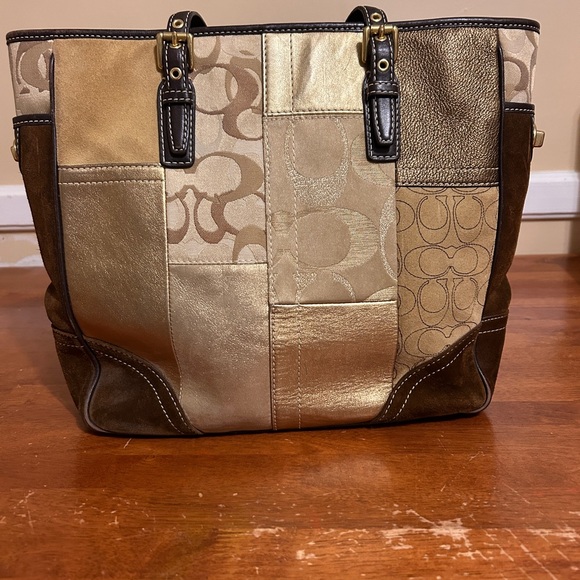 Coach Handbags - Coach Gold and Brown Patchwork Tote